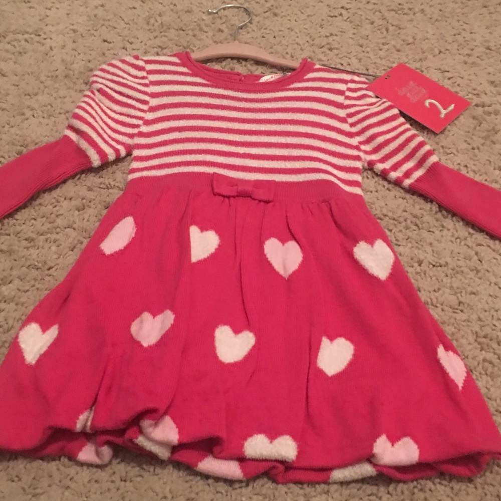 Hot pink and white knit dress